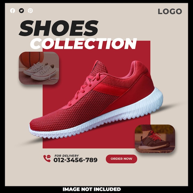 Free PSD shoes social media template design