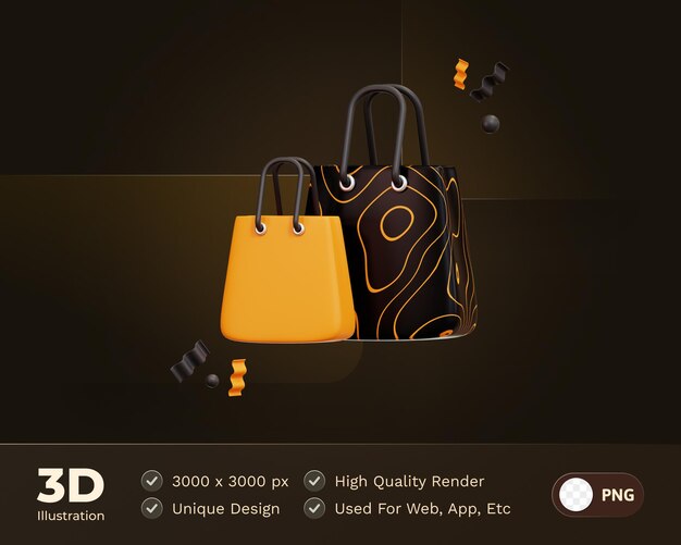 Иконка "Сумка для покупок" 3d Иллюстрация Электронная коммерция