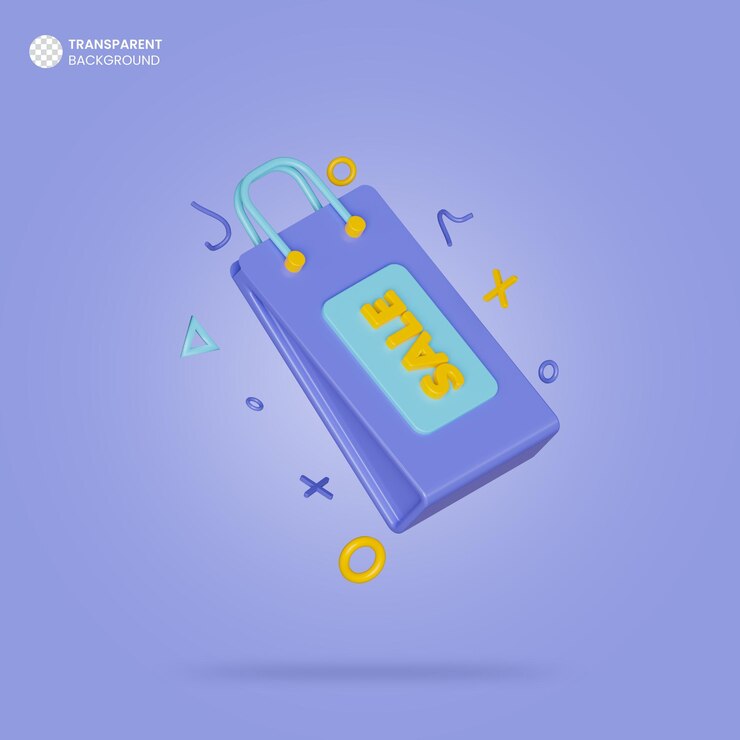 무료 PSD 쇼핑백 아이소메트릭 3d 렌더링 아이콘