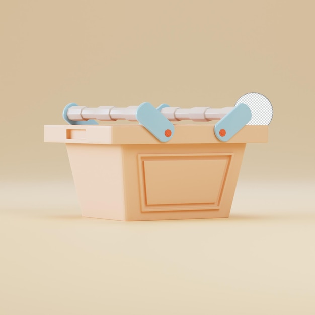 Изолированная 3d иллюстрация рендеринга корзины для покупок