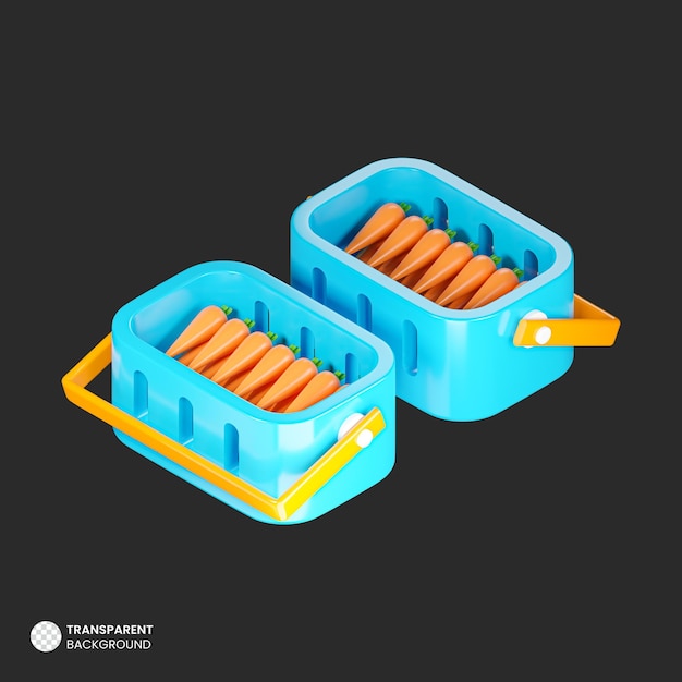 Icona di rendering 3d isolata del carrello della spesa