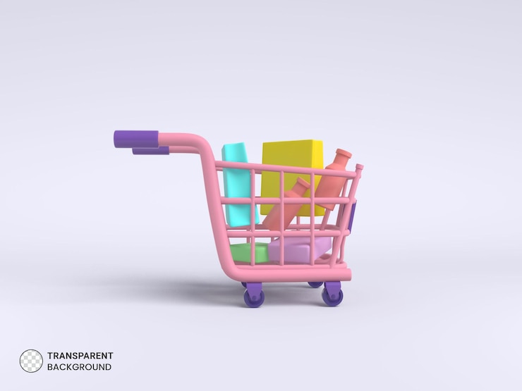 무료 PSD 쇼핑카트 3d 렌더링 고립된 아이콘