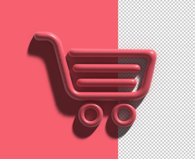 Shopping Cart 3D Render Transparent Psd File.