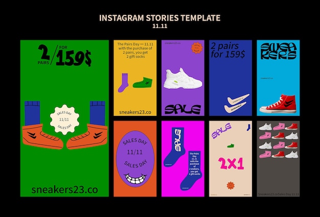 Free PSD shopping day celebration instagram stories