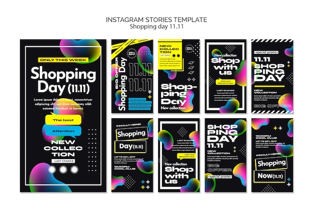 Free PSD shopping day celebration instagram stories