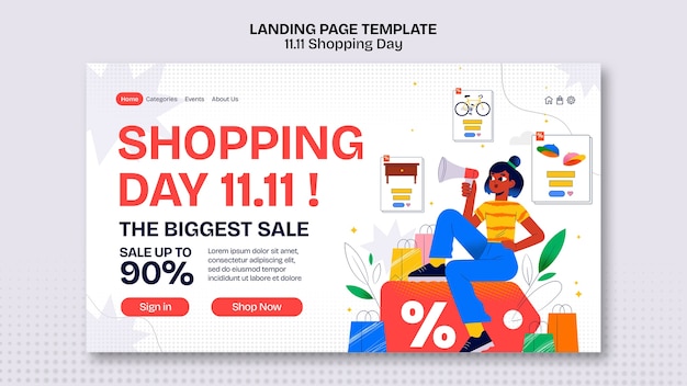 Free PSD shopping day celebration landing page