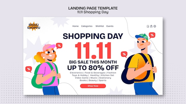 Free PSD shopping day celebration landing page