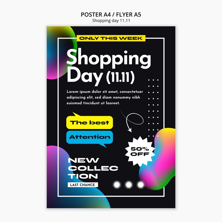 無料PSD ショッピングデーのお祝いポスターテンプレート