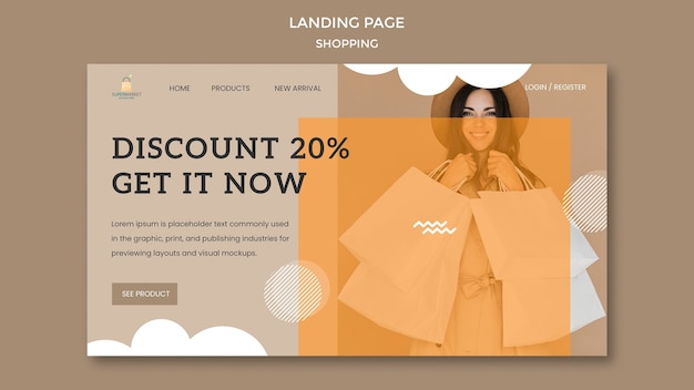Free PSD shopping discount promotion landing page