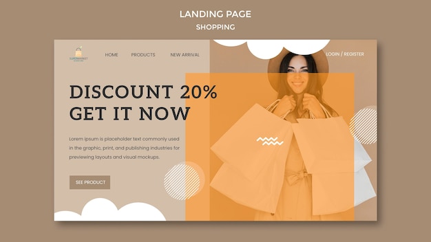 無料PSD ショッピング割引プロモーションランディングページ