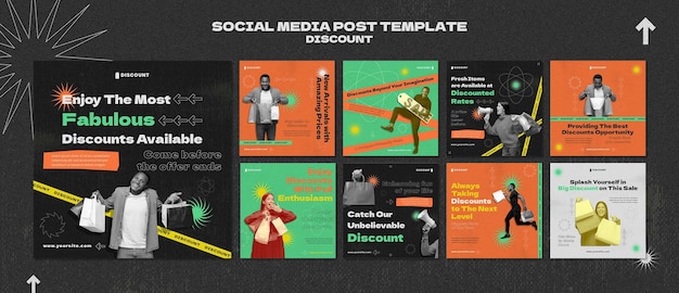 Shopping discounts social media posts template