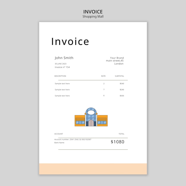 Free PSD shopping mall invoice template