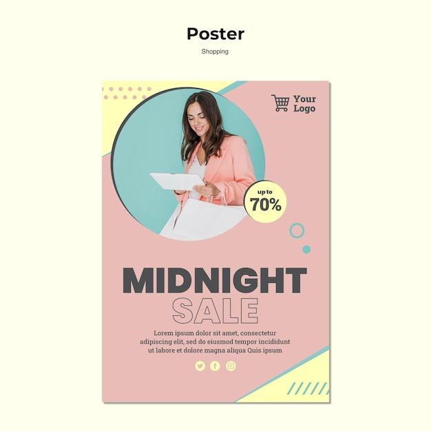 Free PSD shopping midnight sale poster template