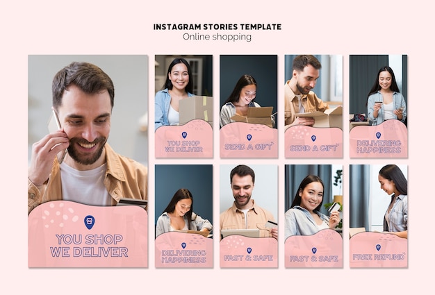 PSD gratuito shopping tema online per storie instagram