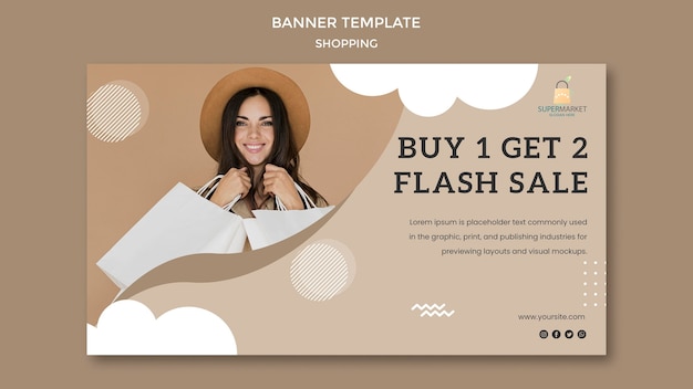 PSD gratuito modello di banner di promozione dello shopping