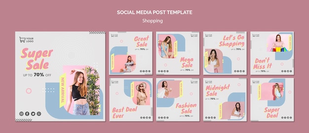 Free PSD shopping sale social media post template