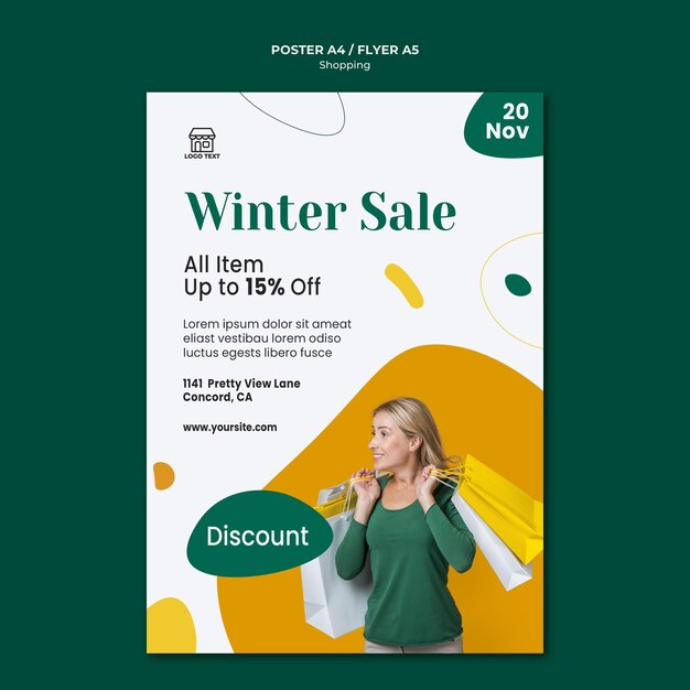 Free PSD shopping sale template poster