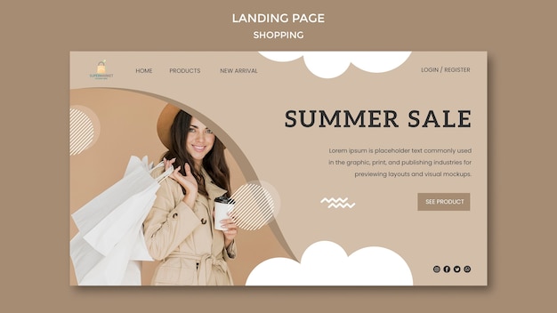 Free PSD shopping summer sale landing page