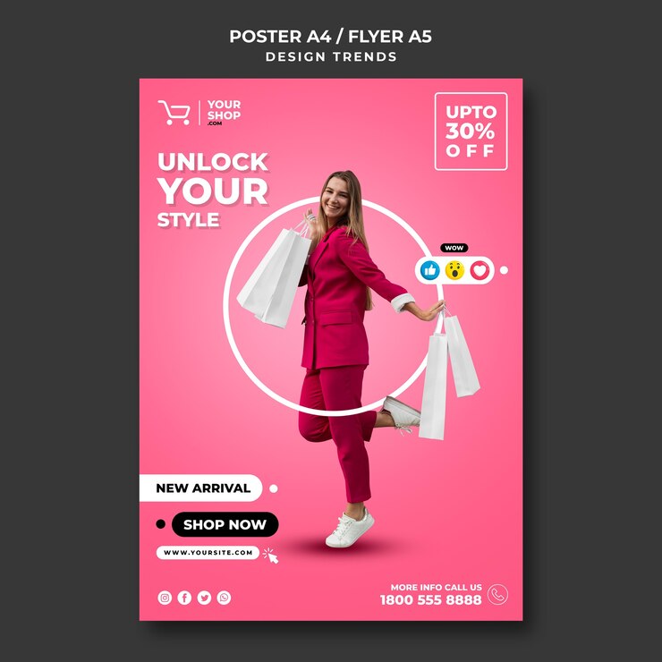 Free PSD shopping woman template flyer