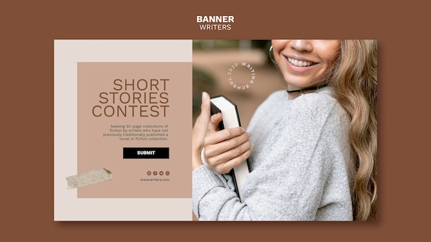 Free PSD short stories contest banner template