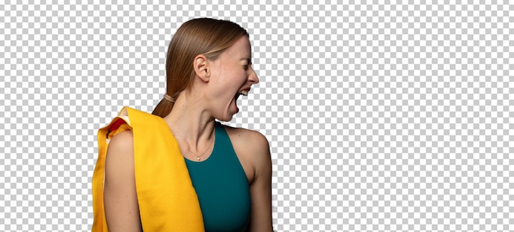 Free PSD shouting aggressively looking very angry frustrated outraged or annoyed screaming no fitness concept