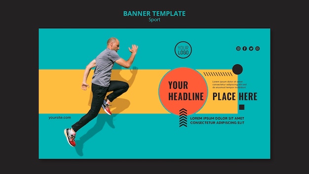 Free PSD side view man running banner template