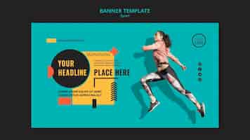 Free PSD side view woman running banner template