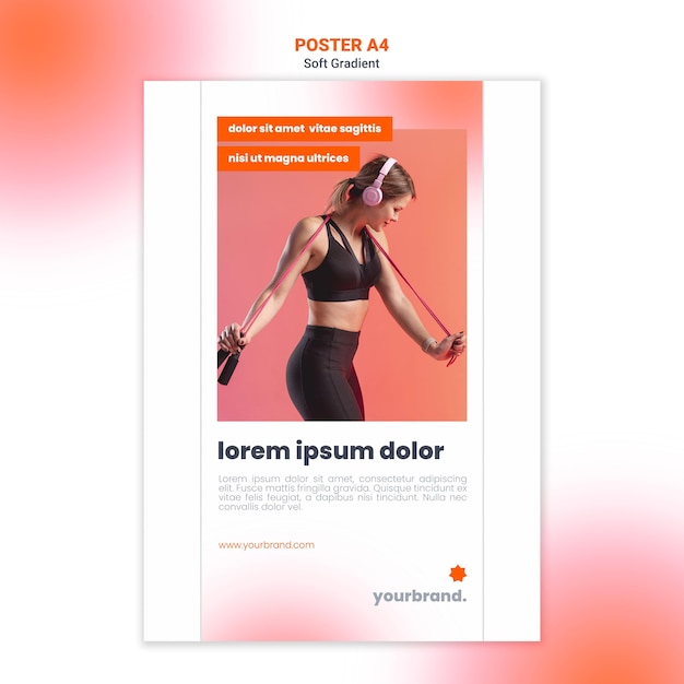 PSD gratuito modello di poster fitness donna sportiva laterale