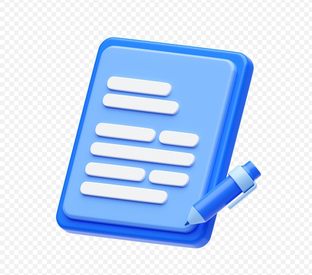 sign contract document with pen icon 3d illustration