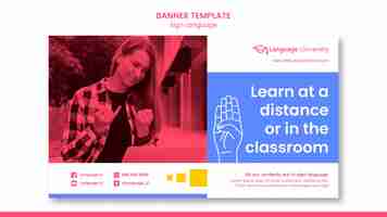 Free PSD sign language banner template with photo