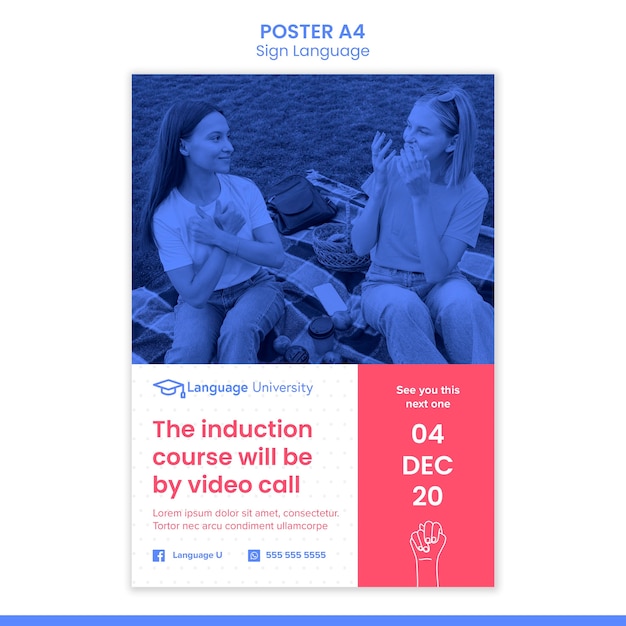 Free PSD sign language poster with photo