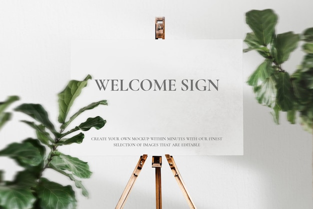 Signboard mockup psd on an easel