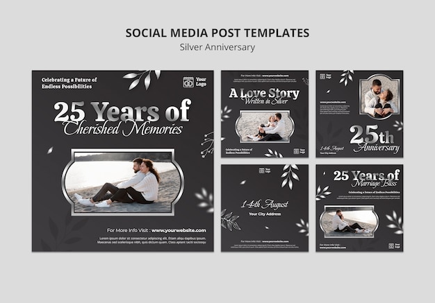 Free PSD silver anniversary template design