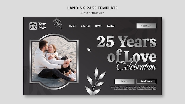 Free PSD silver anniversary template design