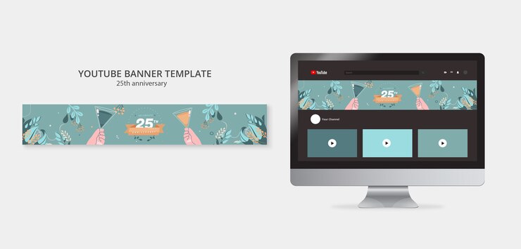 Free PSD silver anniversary youtube banner template