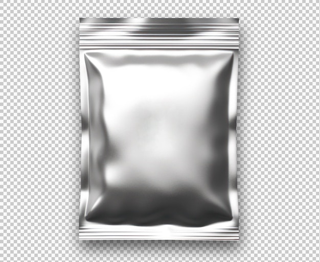 Silver Metallic Packaging Isolated over a Transparent Background