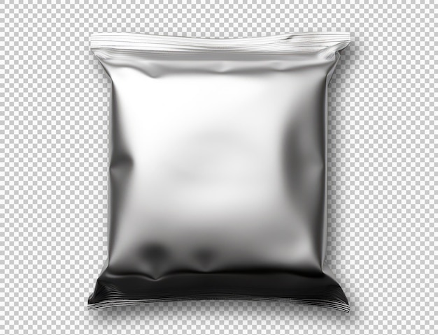 Silver metallic square packaging isolated over a transparent background