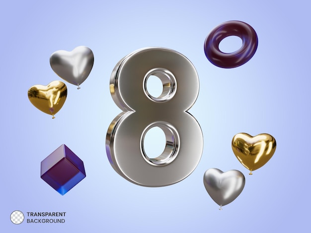 Free PSD silver number 8 with graphic shapes