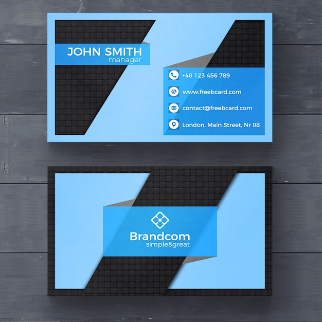 Free PSD simple blue business card