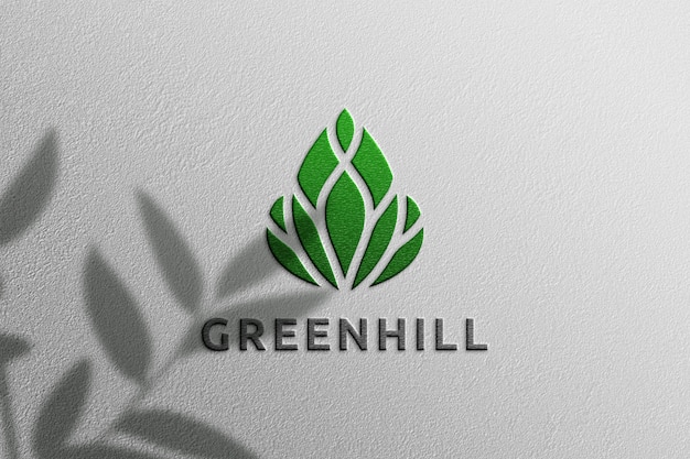 Simple debossed logo mockup with plant shadow