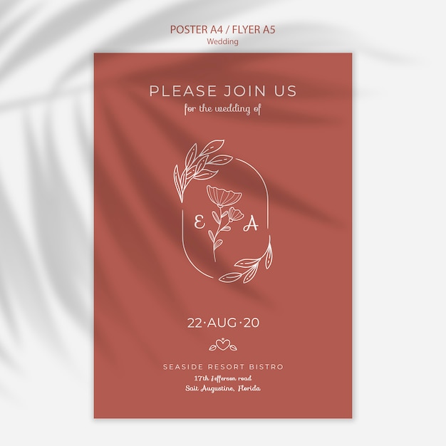 Simple and elegant flyer template for wedding