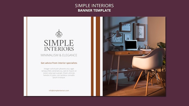 Free PSD simple interiors horizontal banner template