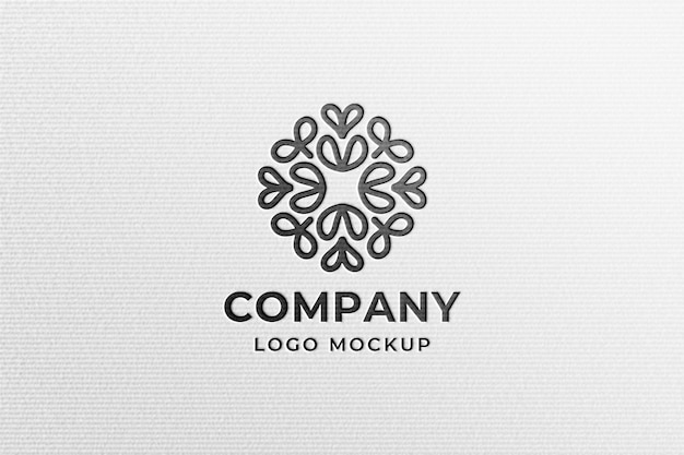 Simple modern black logo mockup in white pressed paper