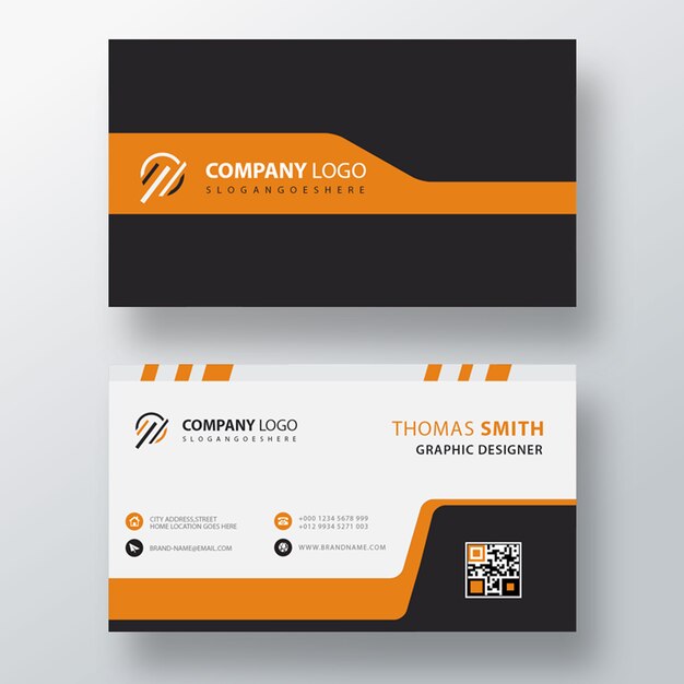 simple orange visit card template