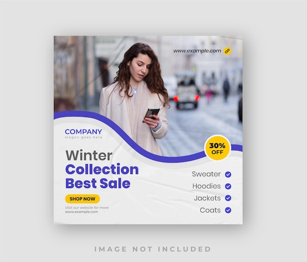 Simple winter sale offer discount instagram post banner template