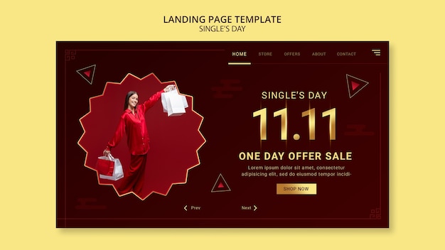 Free PSD singles day 11.11 sales landing page template