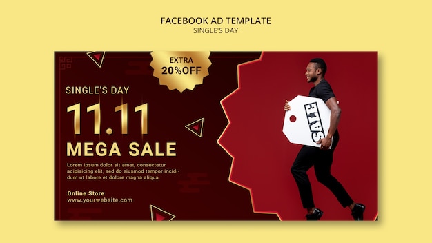 Singles day 11.11 sales social media promo template