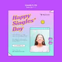 Free PSD singles day celebration square flyer