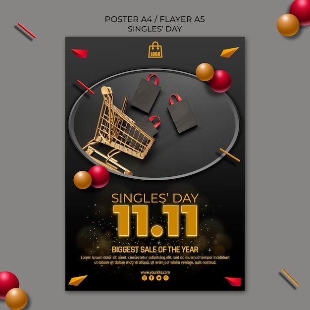 PSD gratuito modello di volantino per single day