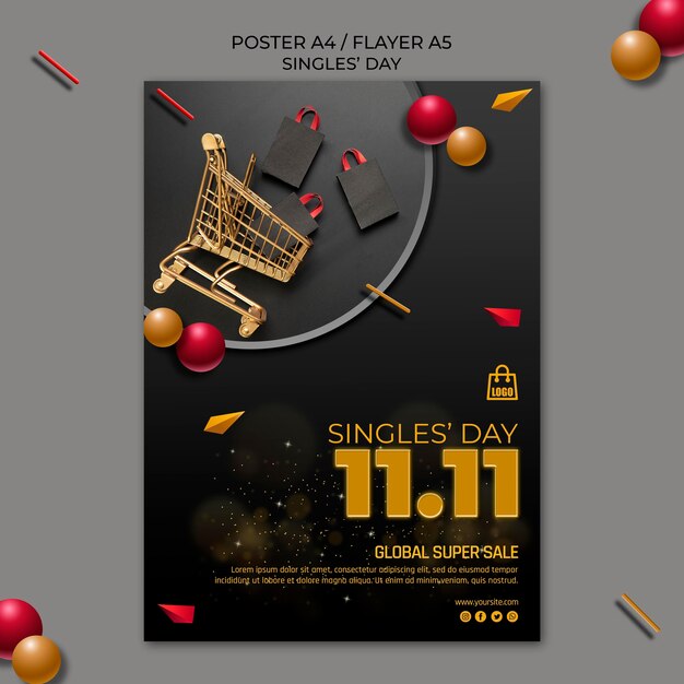 Singles day flyer template